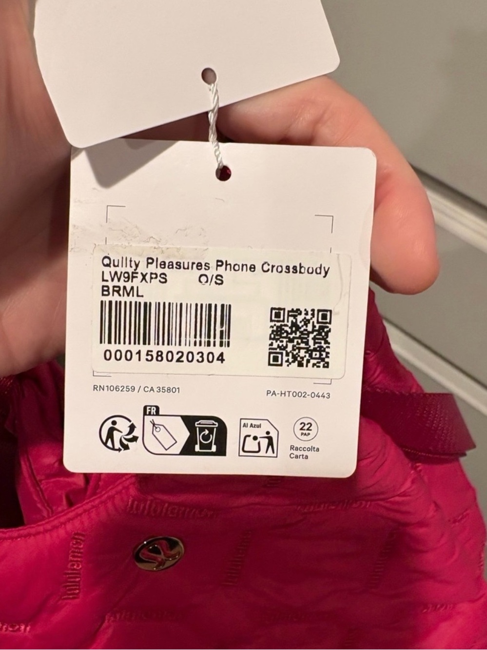 lululemon athletica  Quilted Pleasures Phone Crossbody Shoulder Bag Berry Color - Picture 5 of 5